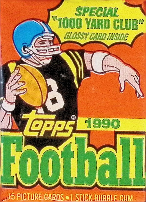 1990 Series 1 Topps Football Card Retail Box Wax Pack - Deion Sanders Rookie Card (1 of 1)