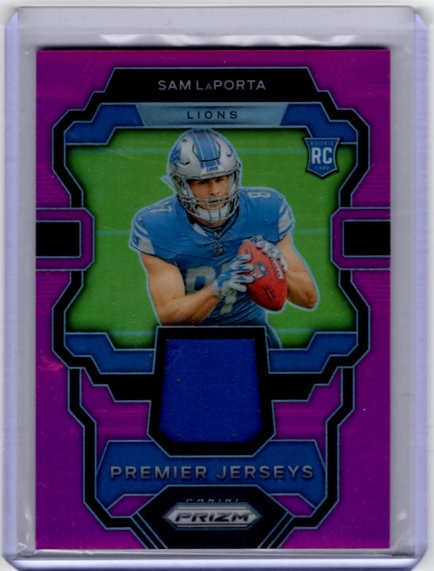 Sam LaPorta Pink Prizm Rookie Patch 2023 Prizm #PJ-SL Detroit Lions (1 of 2)