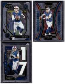 Lot of 3 2024 Select Josh Allen Football Cards. Club Level & 2 Inserts. Buffalo Bills