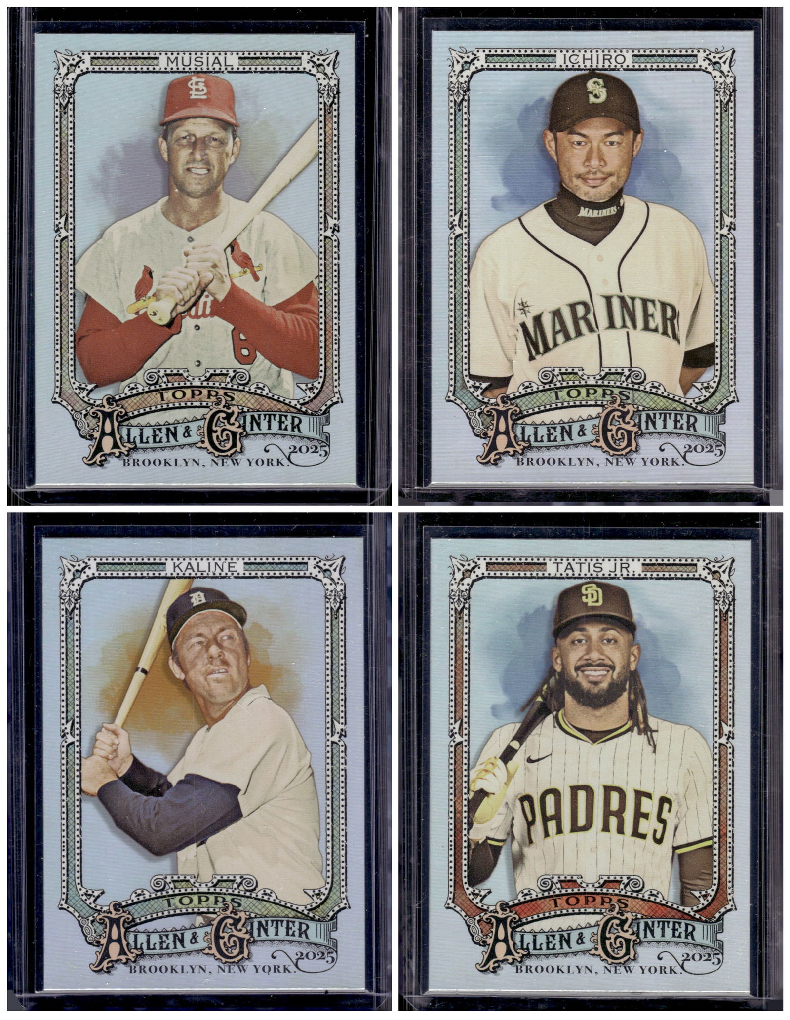 Lot of 4 2025 Allen & Ginter MLB Silver Foils. Stan Musial, Ichiro, Al Kaline, Tatis Jr.: Topps Baseball MLB Trading & Sports Cards, Sports Cards for Sale Near Me, World Series & Hall of Fame Players Memorabilia, Refractors, X-Fractors, Numbered, SP, SSP, Valuable Auction Memorabilia Lots