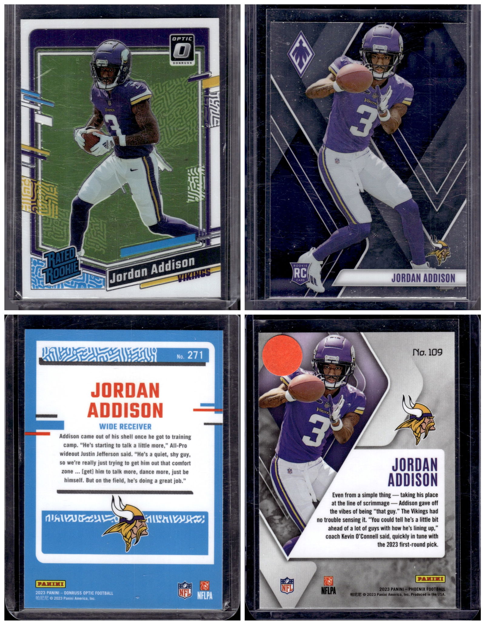 Lot of 2 Jordan Addison Rookie Cards. Donruss Optic & Phoenix. Minnesota Vikings (1 of 1)