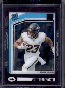 Audric Estime Rookie Card Purple /75 2024 Clearly Donruss #93 Broncos, Saints