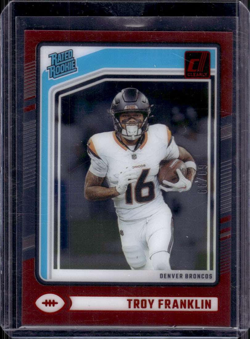Troy Franklin Rookie Card Red /99 2024 Clearly Donruss #82 Denver Broncos (1 of 2)