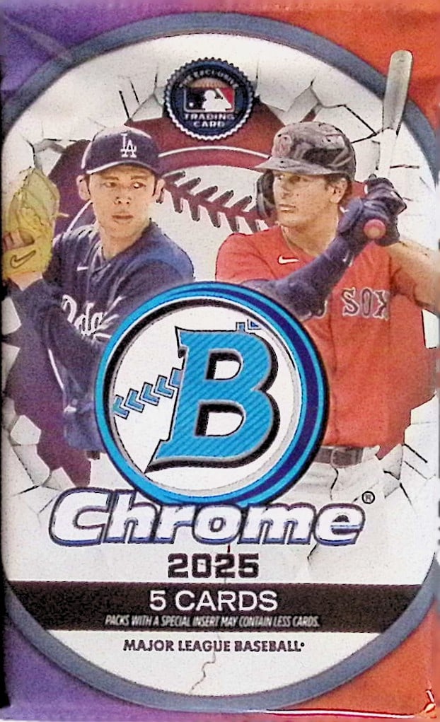 2025 Bowman Chrome Baseball Cards MEGA BOX Pack, James Wood Rookie Card (1 of 1)