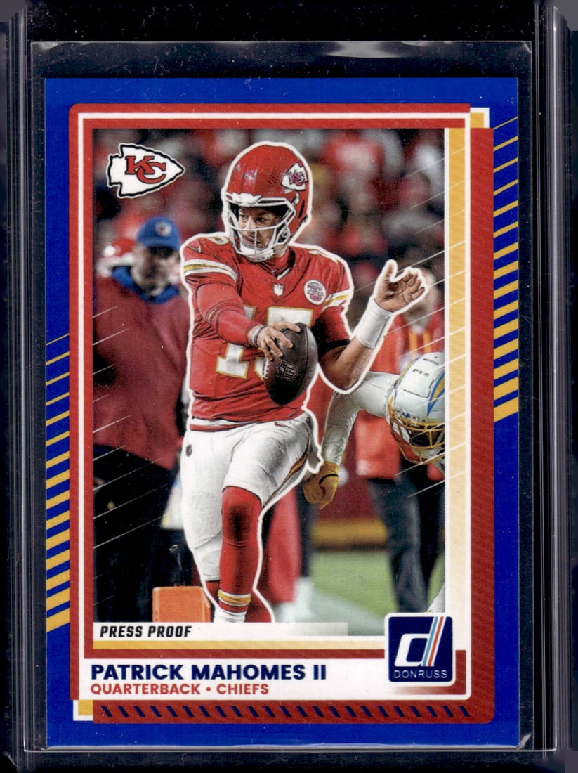 Patrick Mahomes Blue Press Proof 2025 Donruss #48 Kansas City Chiefs (1 of 2)