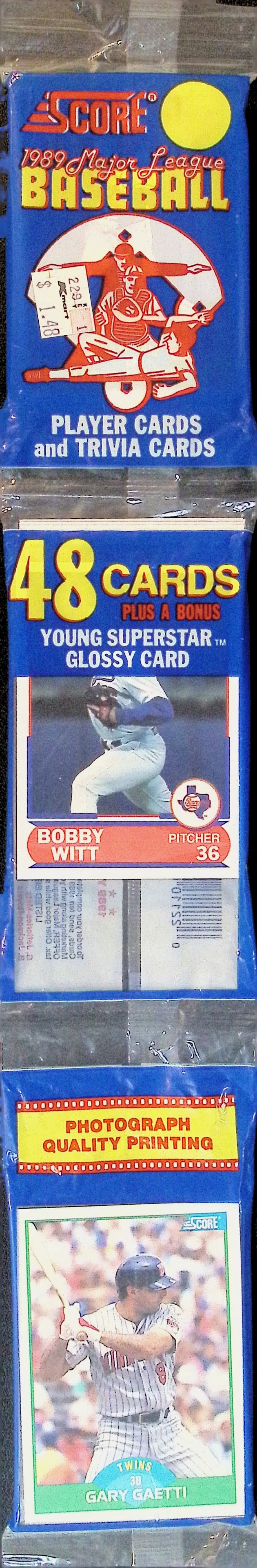 1989 Donruss Vintage Series 1 Retail Rack Pack - Ken Griffey, Jr Rookie Card: Ken Griffey, Jr. Rated Rookie, Vintage Valuable Donruss Baseball MLB Trading & Sports Cards, Robin Yount, George Brett, Rickey Henderson, Nolan Ryan, Old Sports Cards for Sale Near Me, World Series &