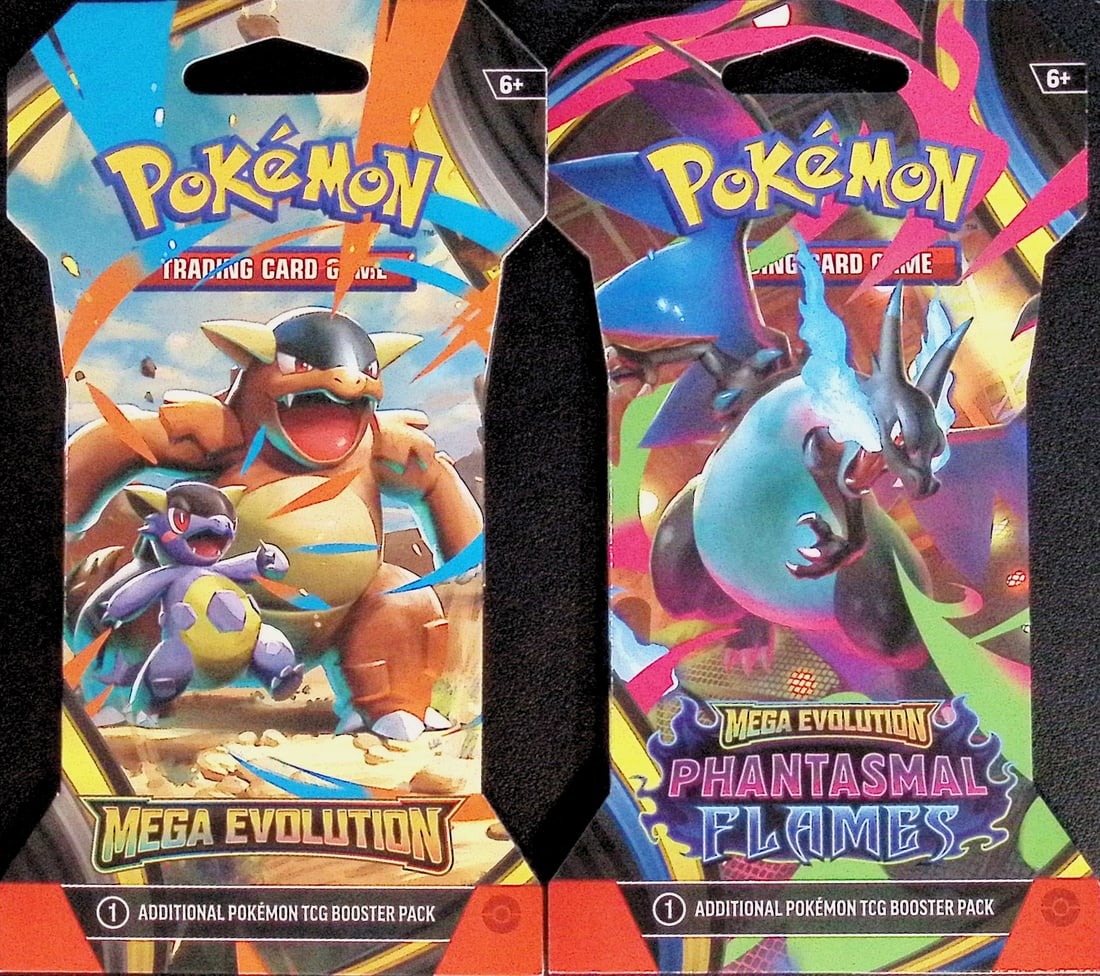 2 COUNT: 1 - 2025 Pokemon Mega Evolutions Booster Pack & 1 - 2025 Phantasmal Flames Booster Pack (1 of 1)