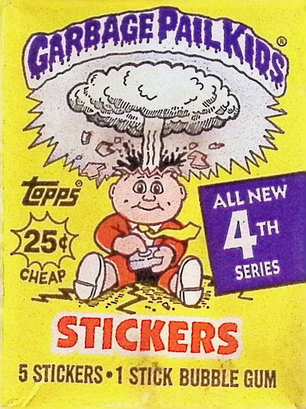 1986 Topps Vintage Garbage Pail Kids Retail Box Wax Pack - 4th Series: Sealed Packs this old have no card quality guarantees - Topps Trading Cards Sold on Line, Auction Lots for sale on line, Trading Card Stickers
