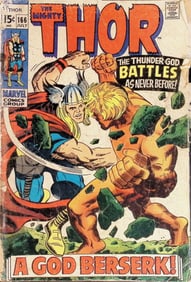 Thor Marvel Vintage Silver Age Comic Book: 1969 #166 Jul Low Grade, See Photos