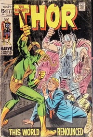 Thor Marvel Vintage Silver Age Comic Book: 1969 #167 Aug Low Grade, See Photos