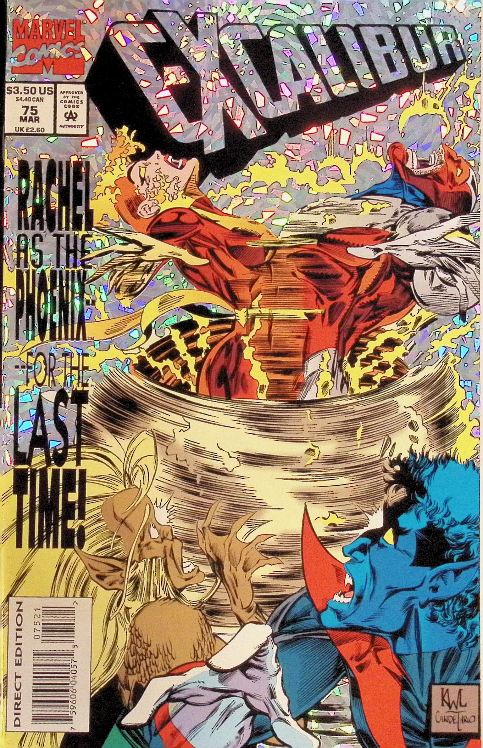 Excalibur Silver Foil Cover Marvel Vintage Comic Book: 1994 #75 Mar (1 of 4)