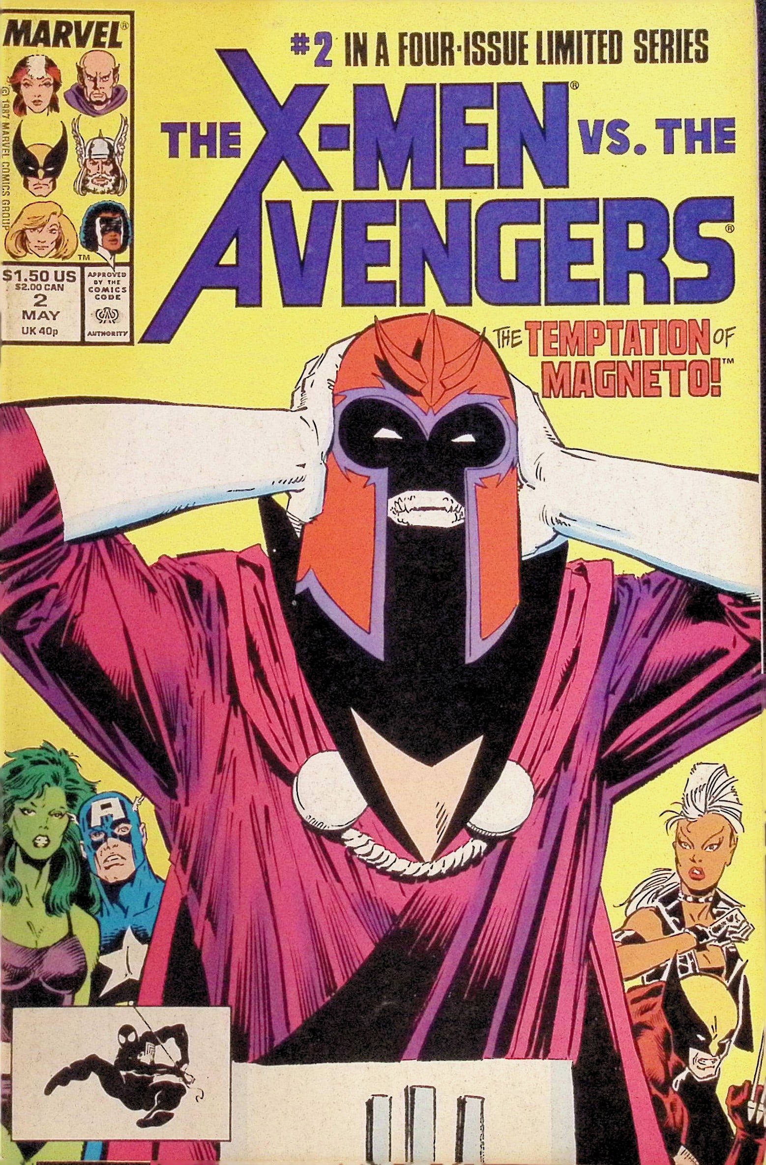 The X-Men vs the Avengers: Marvel Vintage Comic Book: 1987 #2 May, Magneto Appearance (1 of 4)
