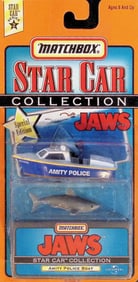 1997 Matchbox Star Car Collection Jaws Amity Police Boat & Jaws Die-Cast Toy Car