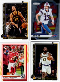 Multi Sport Lot of 4 Superstar Base Cards. Mahomes, LeBron James, Curry, Allen