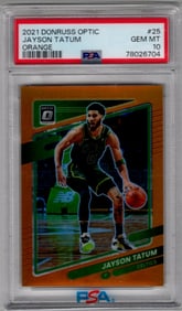 Jayson Tatum Orange Prizm /199 2021-22 Donruss Optic #25 PSA 10 Boston Celtics