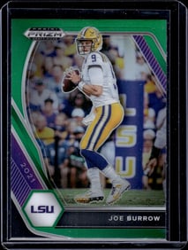 Joe Burrow Green Prizm 2021 Prizm Draft Picks #3 LSU Tigers, Bengals