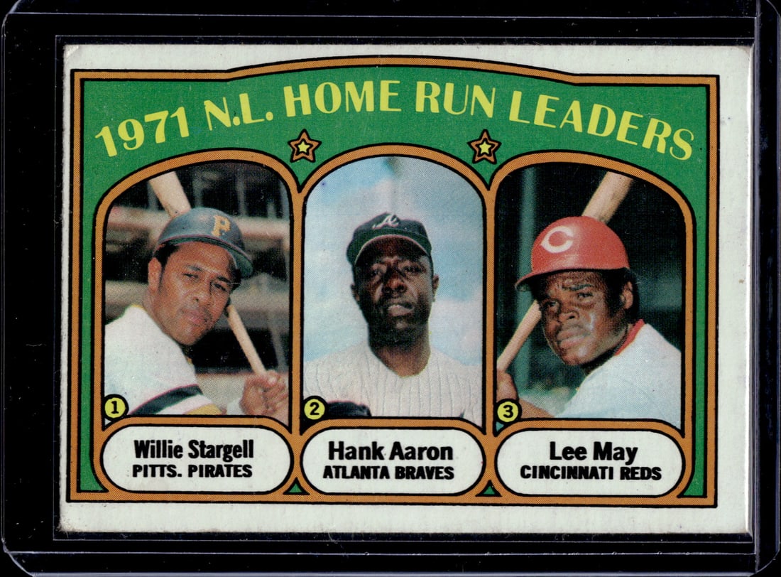 1971 NL HR Leaders Stargell/Aaron/May 1972 Topps #89 Vintage Baseball Card: MLB Trading Cards, Baseball Cards, Topps Cards, Topps Baseball Cards, Topps Vintage Cards, Sports Cards for Sale Near Me, Vintage Sports Card, Vintage Baseball Cards, Old Baseball Cards, Old Sports Ca