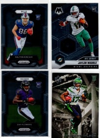 Lot of 4 NFL Rookie Cards. Jaylen Waddle, Garrett Wilson, Zay Flowers, Dalton Kincaid