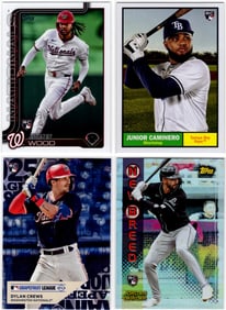 Lot of 4 MLB Rookie Cards. Caminero, Wood, Lawlar, Crews