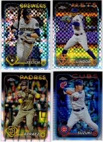 Lot of 4 2024 Topps Chrome MLB Xfractors, Prisms, Raywaves. All Different, See Pictures