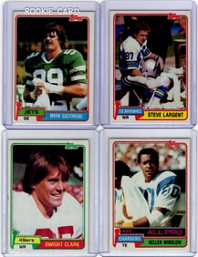 Lot of 4 1981 Topps Football Cards. Largent, Gastineau, Winslows, Clark