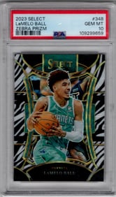 LaMelo Ball Zebra Prizm SSP Case Hit 2023-24 Select #348 PSA 10 Charlotte Hornets