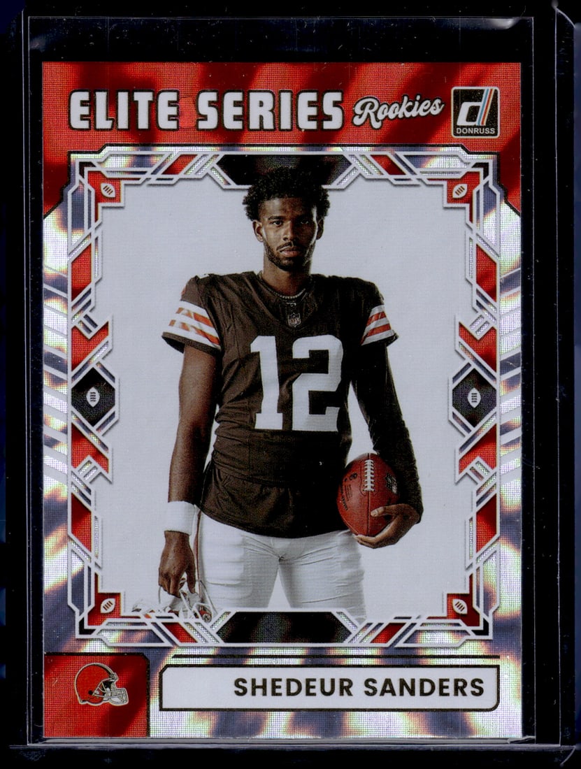 Shedeur Sanders Rookie Card Elite Series 2025 Donruss #ESR-SSS Cleveland Browns: Panini Select, Prizm, Mosaic, Contenders, Zenith, Phoenix, Illusions, Absolute, Rookie NFL Sports Trading Cards, SP, SSP, Cards, Football Cards for Sale Near Me, Superbowl & Hall of Fame Player Cards,