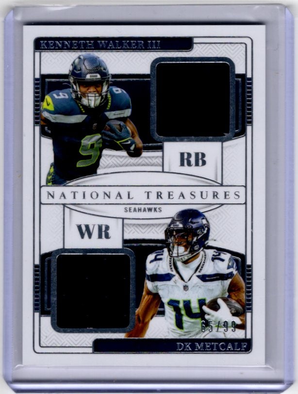 Kenneth Walker/DK Metcalf Dual Patch /99 2024 National Treasures #NGC-SEA Seahawks (1 of 2)