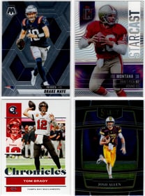Lot of 4 NFL QB Cards. Brady, Maye, Allen, Montana