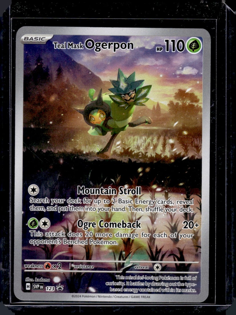 2024 Pokemon Scarlet & Violet Promo Twlight Masquerade Teal Mask Ogerpon #123: Pokemon Trading Card Game Cards, Charizard, Pikachu, Mewtwo, Reverse Holo, Holo Rare, Secret Rare Cards, Full Art Cards, Eevee, Ultra Rare Card, Illustration Rare, Special Illustration Rare SIR