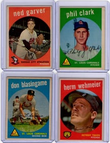 Lot of 4 1959 Topps Vintage Baseball Cards. All Different, See Pictures for Cards/Condition