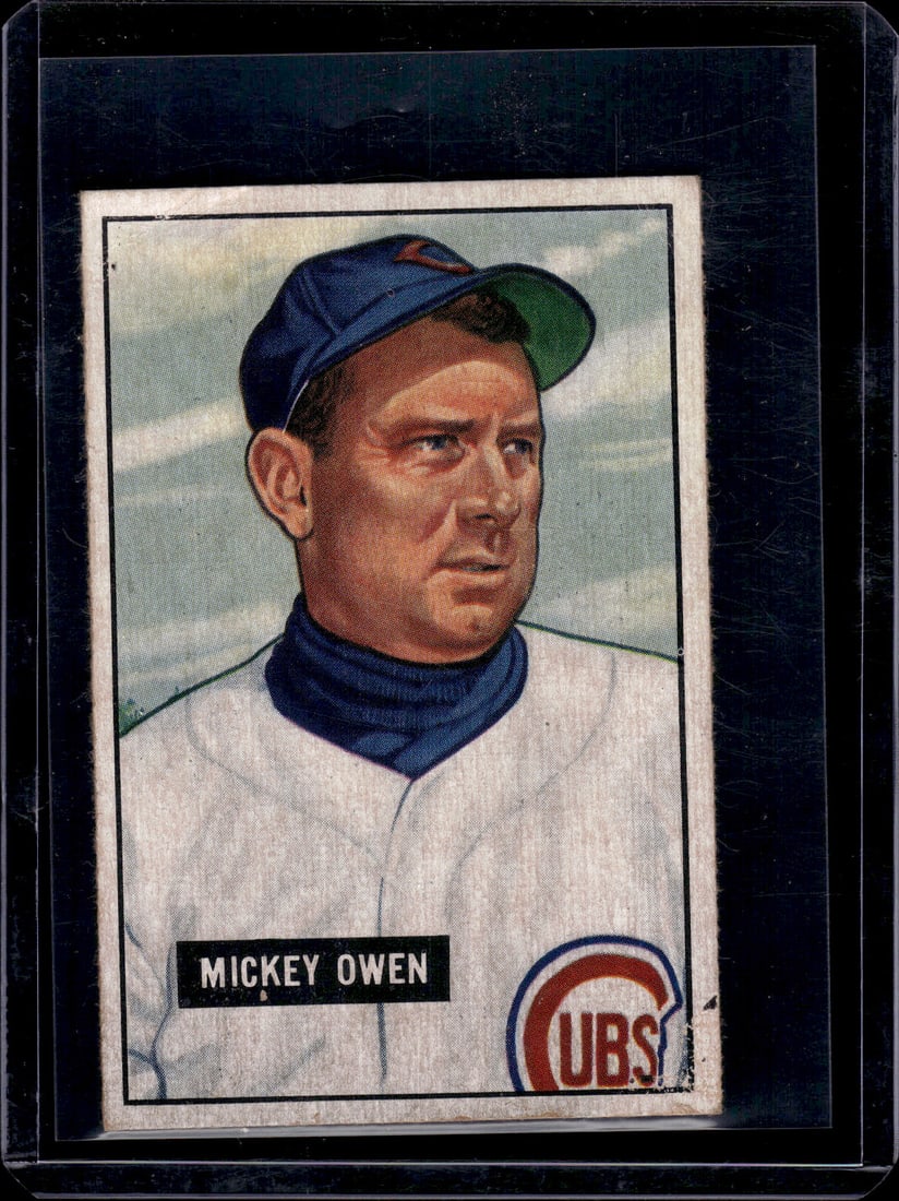 Mickey Owen 1951 Bowman #174 See Pictures for Condition (Piece of Tape on Back Top) (1 of 2)