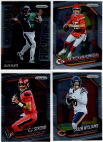 Lot of 4 2025 Panini Prizm NFL QB Cards. Mahomes, Williams, Hurts Fireworks, Stroud