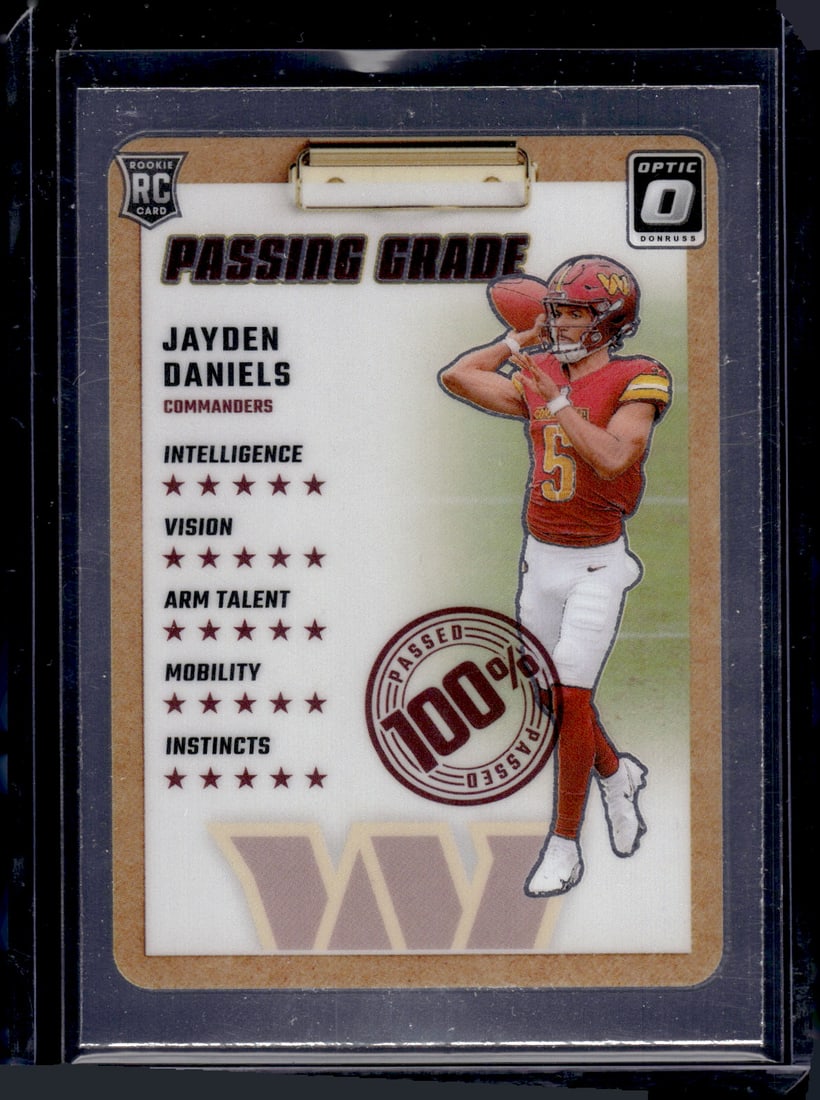 Jayden Daniels Rookie Card Passing Grade 2024 Donruss Optic #2 Washington Commanders (1 of 2)