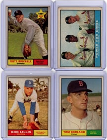Lot of 4 1961 Topps Vintage Baseball Cards. All Different, See Pictures for Cards/Condition