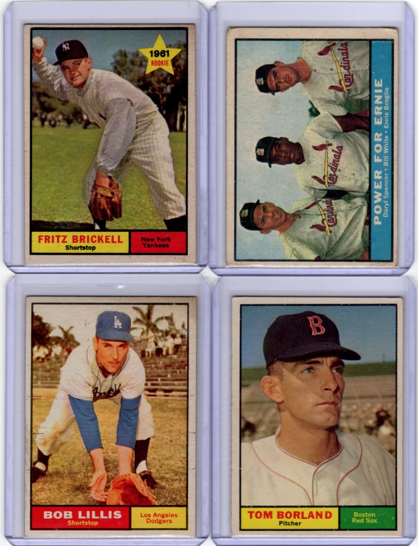 Lot of 4 1961 Topps Vintage Baseball Cards. All Different, See Pictures for Cards/Condition (1 of 2)