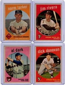 Lot of 4 1959 Topps Vintage Baseball Cards. All Different, See Pictures for Cards/Condition