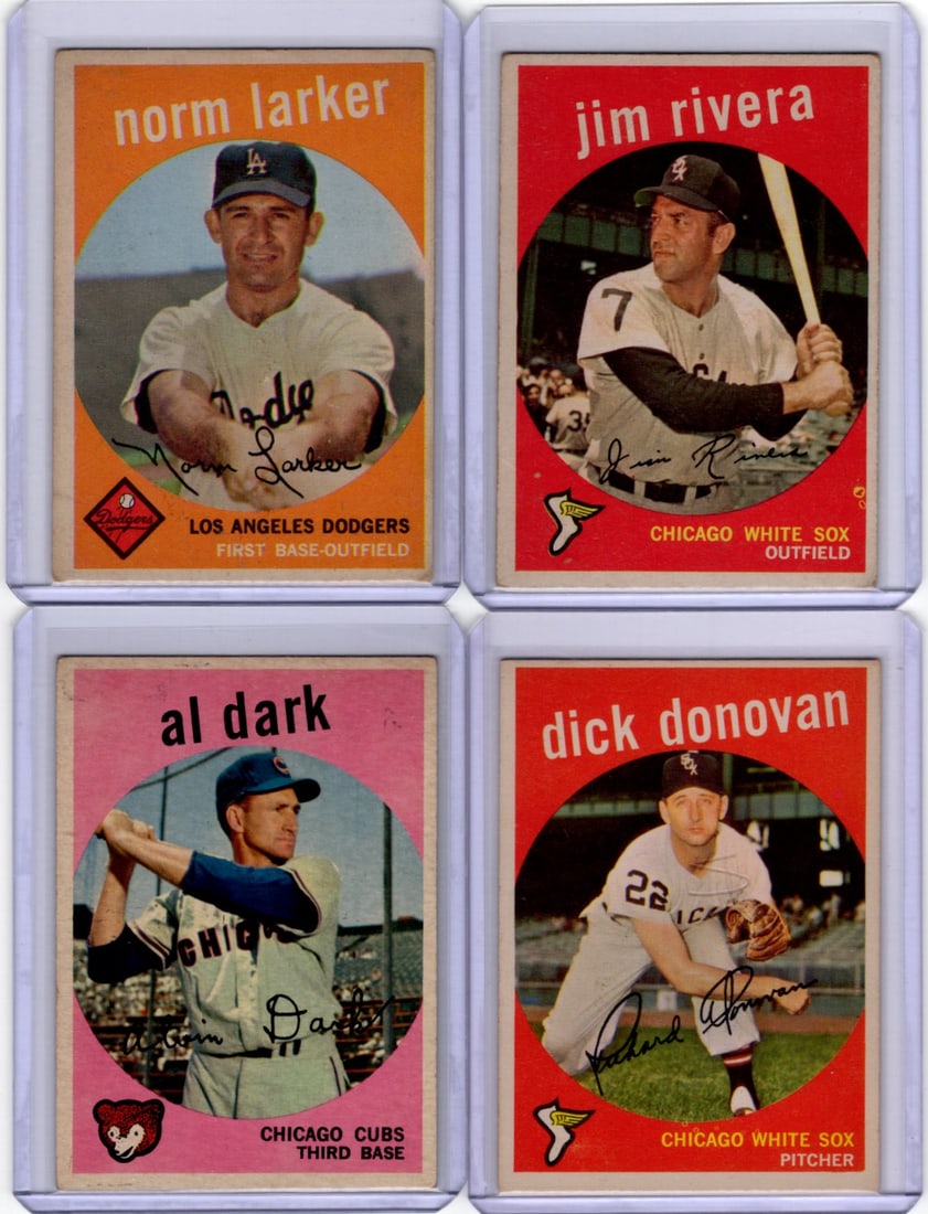 Lot of 4 1959 Topps Vintage Baseball Cards. All Different, See Pictures for Cards/Condition (1 of 2)