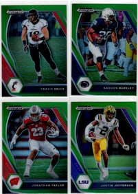 Lot of 4 2021 Prizm Draft Picks Green Prizms. Barkley, Taylor, Jefferson, Kelce