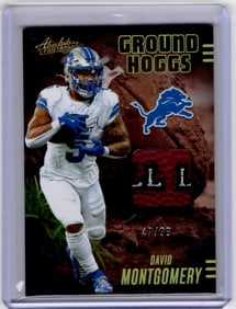 David Montgomery Ground Hogs Ball Patch /99 2025 Absolute #GHM-DMO Detroit Lions