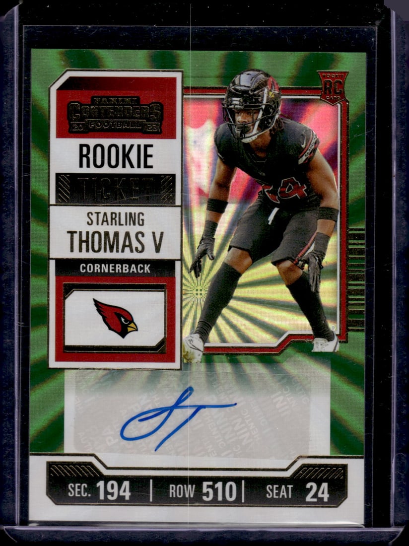 Starling Thomas V Green Laser Rookie Auto 2023 Contenders #214 Arizona Cardinals (1 of 2)