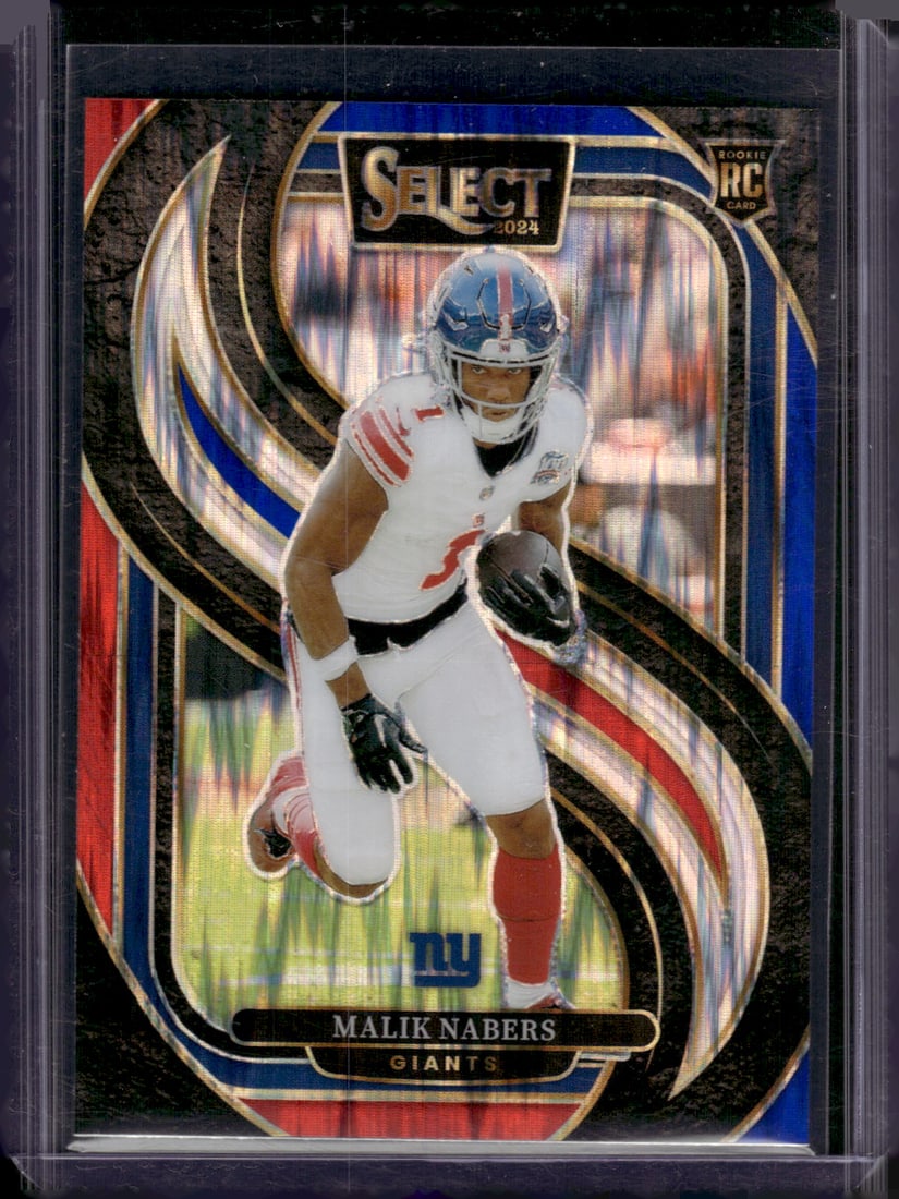 Malik Nabers Rookie Card Red/Blue Shock Prizm 2024 Select #116 New York Giants (1 of 2)