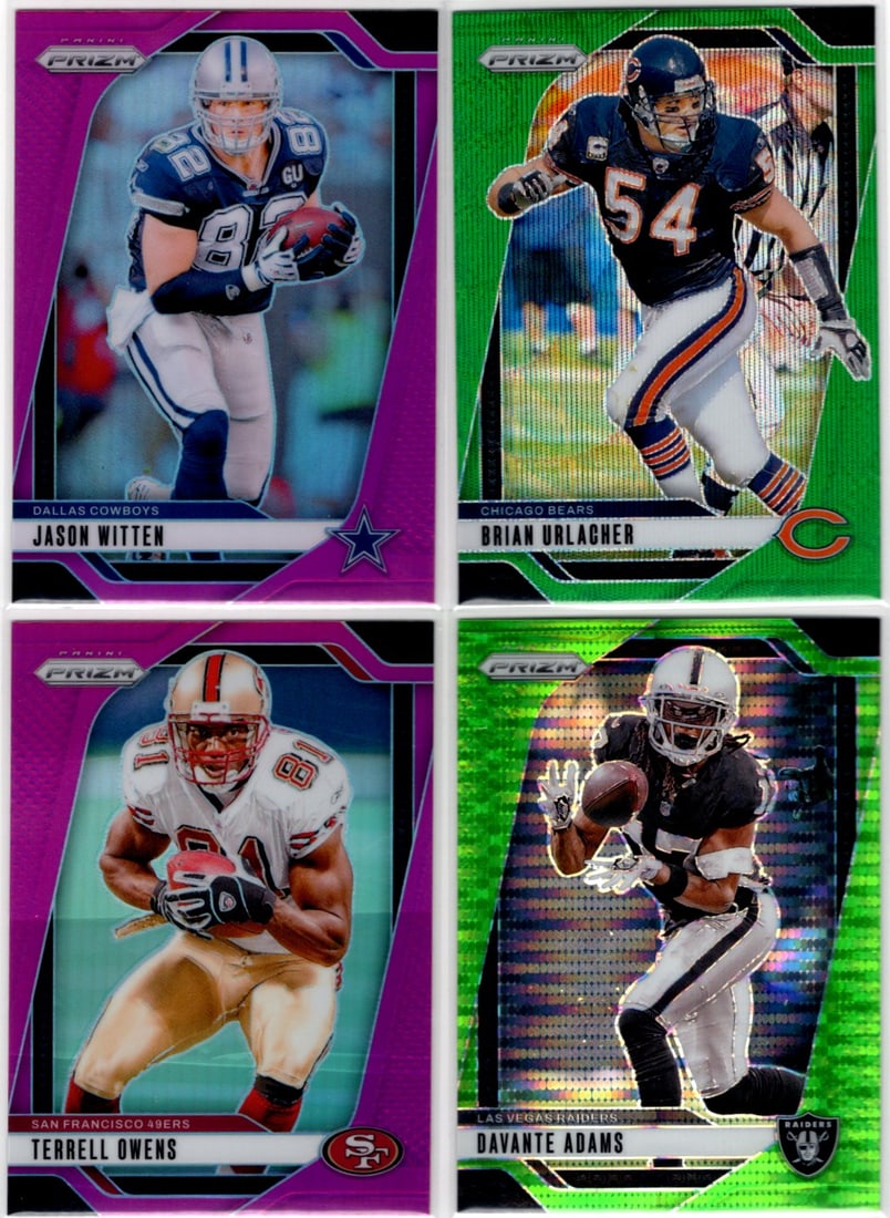 Lot of 4 2024 Panini Prizm NFL Prizms. Urlacher, Witten, Adams, Owens (1 of 2)