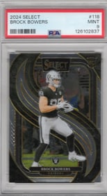 Brock Bowers Rookie Card 2024 Select #118 PSA 9 Las Vegas Raiders