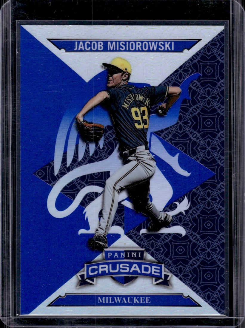 Jacob Misiorowski 2025 Panini Crusade #98 Milwaukee Brewers: Panini Baseball MLB Trading & Sports Cards, Sports Cards for Sale Near Me, Prizm, Mosaic, Select, SP, SSP, Auction Memorabilia Lots for Sale On Line, World Series & Hall of Fame Players