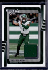 Justin Fields Patch 2025 Donruss #DTH-JFS Jets, Bears, Steelers