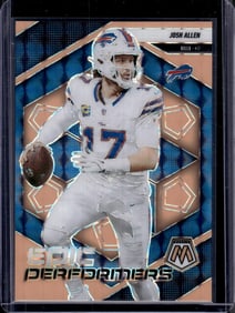 Josh Allen Epic Performers Orange Fluorescent Prizm 2025 Mosaic #9 Buffalo Bills