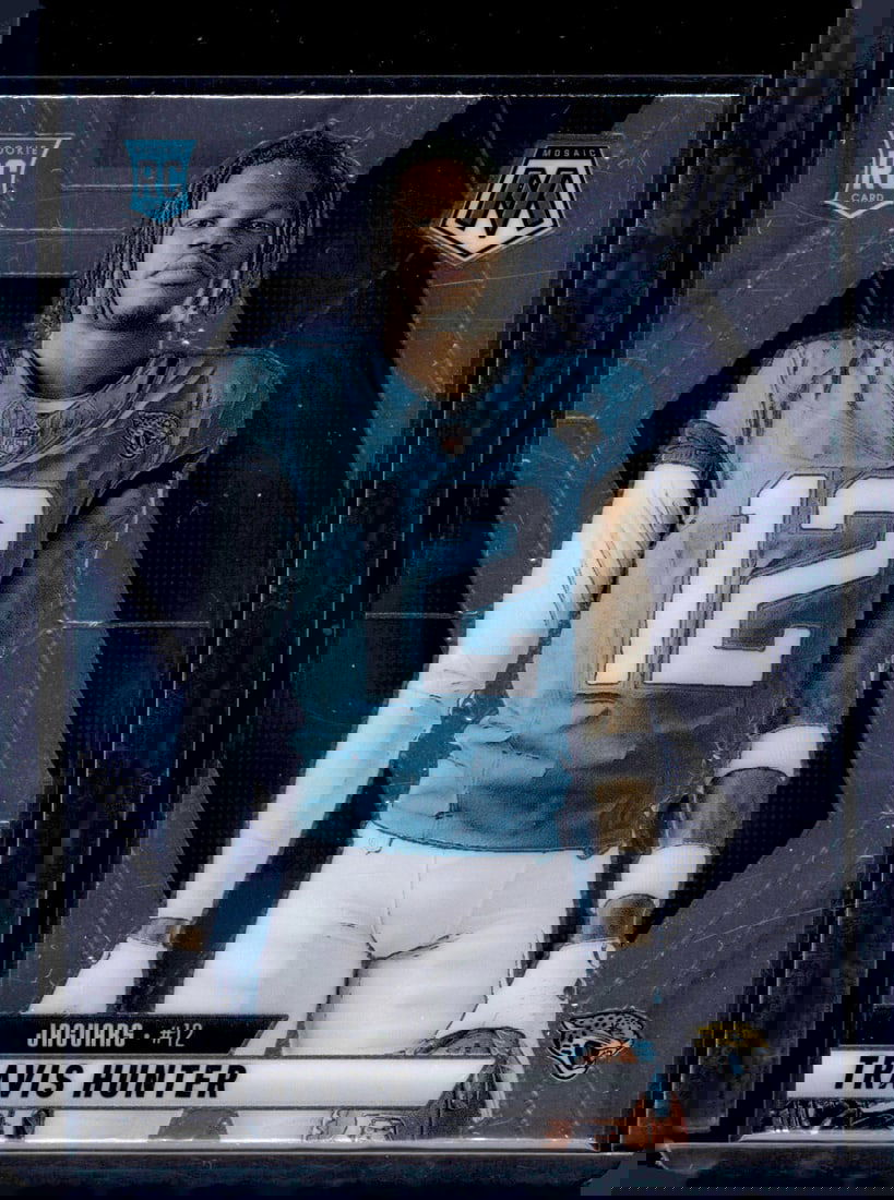 Travis Hunter Rookie Card Variation 2025 Mosaic #279 Jacksonville Jaguars: Panini Select, Prizm, Mosaic, Contenders, Zenith, Phoenix, Illusions, Absolute, Rookie NFL Sports Trading Cards, SP, SSP, Cards, Football Cards for Sale Near Me, Superbowl & Hall of Fame Player Cards,
