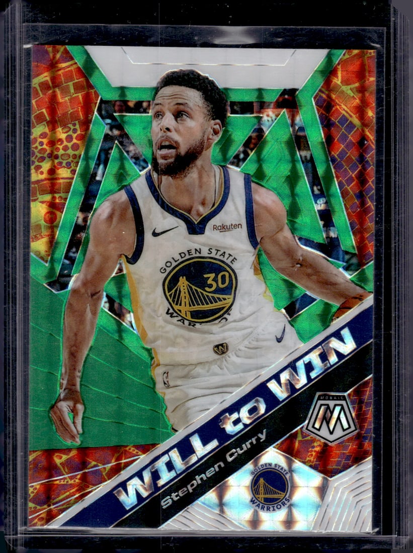Stephen Curry Will to Win Green Mosaic Prizm 2019-20 Mosaic #14 Golden State Warriors (1 of 2)