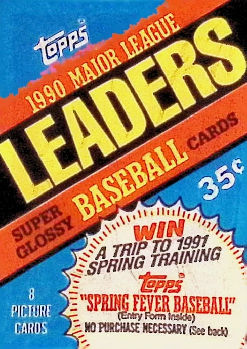 1990 Topps Major League Leaders Super Glossy Vintage Baseball Cards Retail Box Wax Pack Mini Cards (1 of 1)